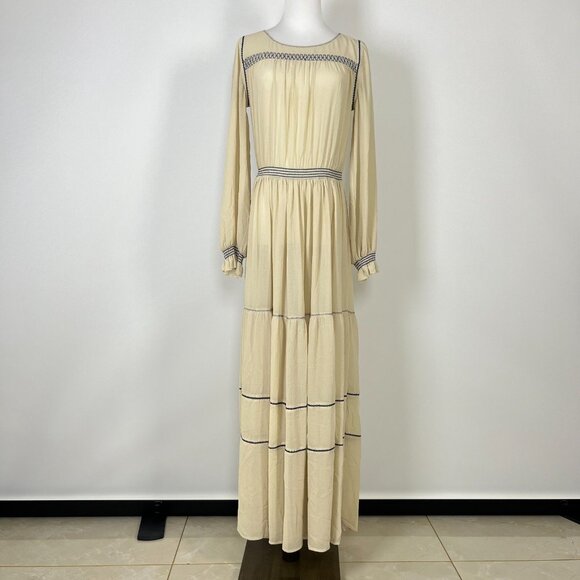 NWOT SEE BY CHLOÉ Embroidered Georgette Maxi Dress Long Sleeves Ruffles Sz 42 - Picture 2 of 15